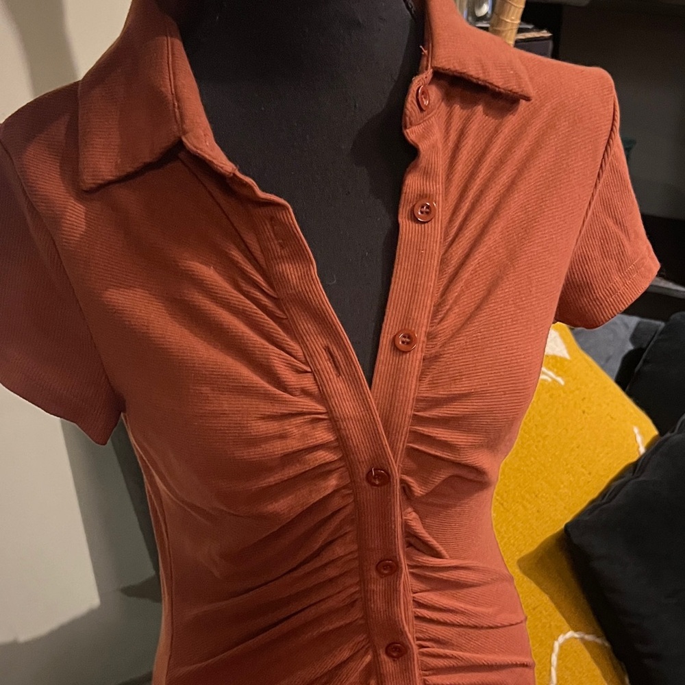 SHEIN Rust Ruched Mini Dress - Picture 4 of 6